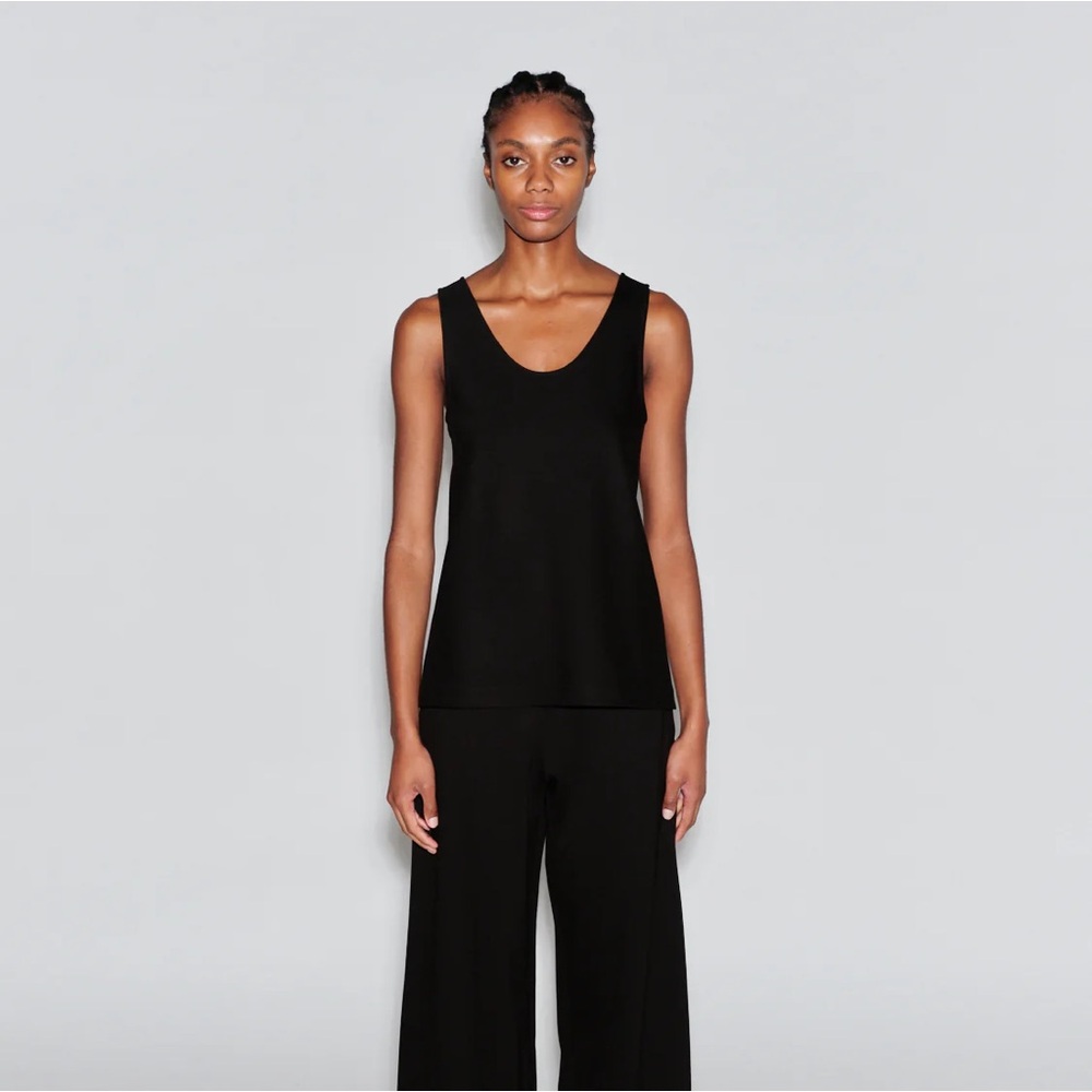 NWT Rosetta Getty scoop neck tank black interlock
